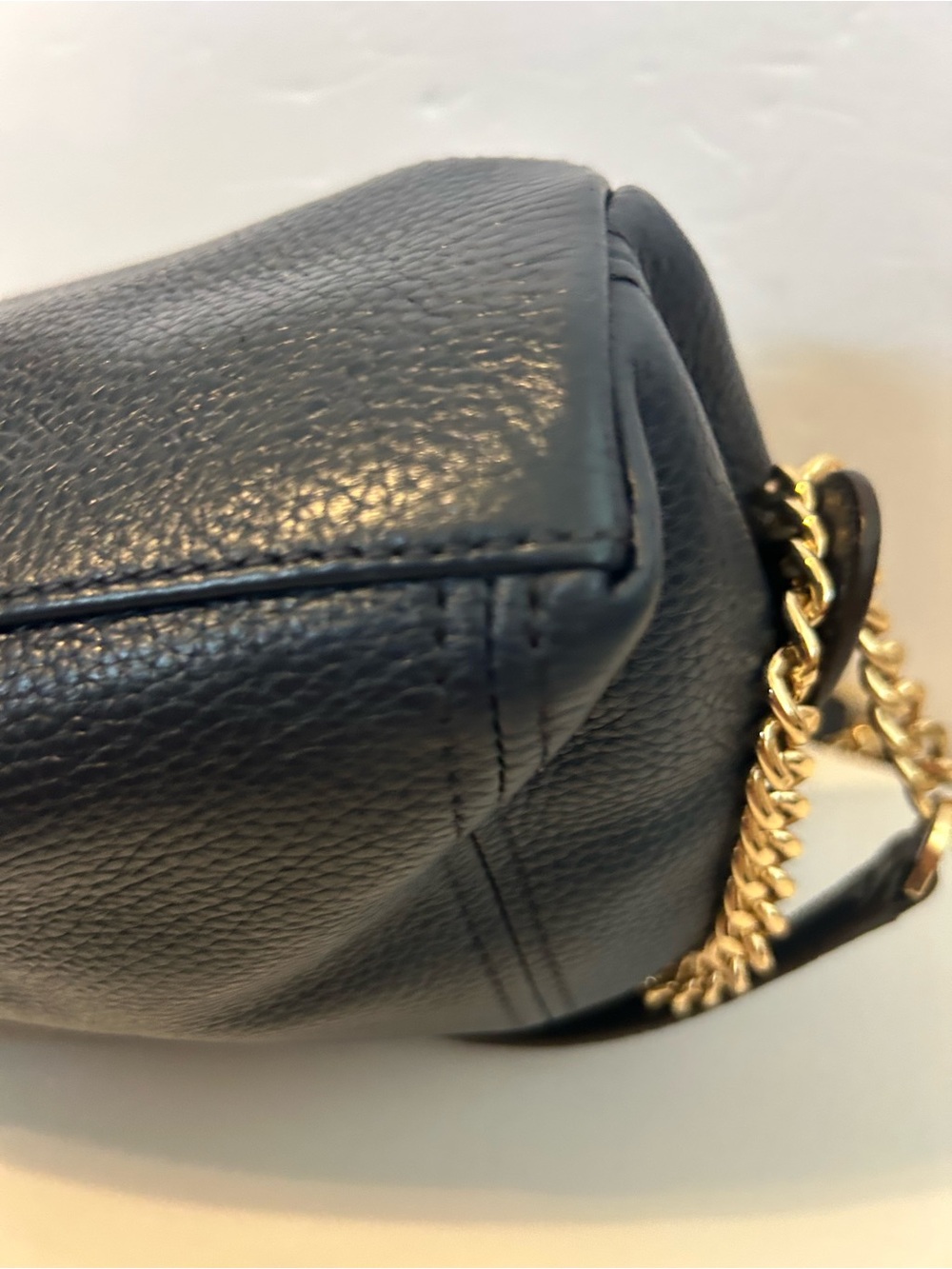 Michael Kors Jet Set Chain Shoulder Tote Navy Pebbled Leather Gold Hardware - Picture 9 of 13